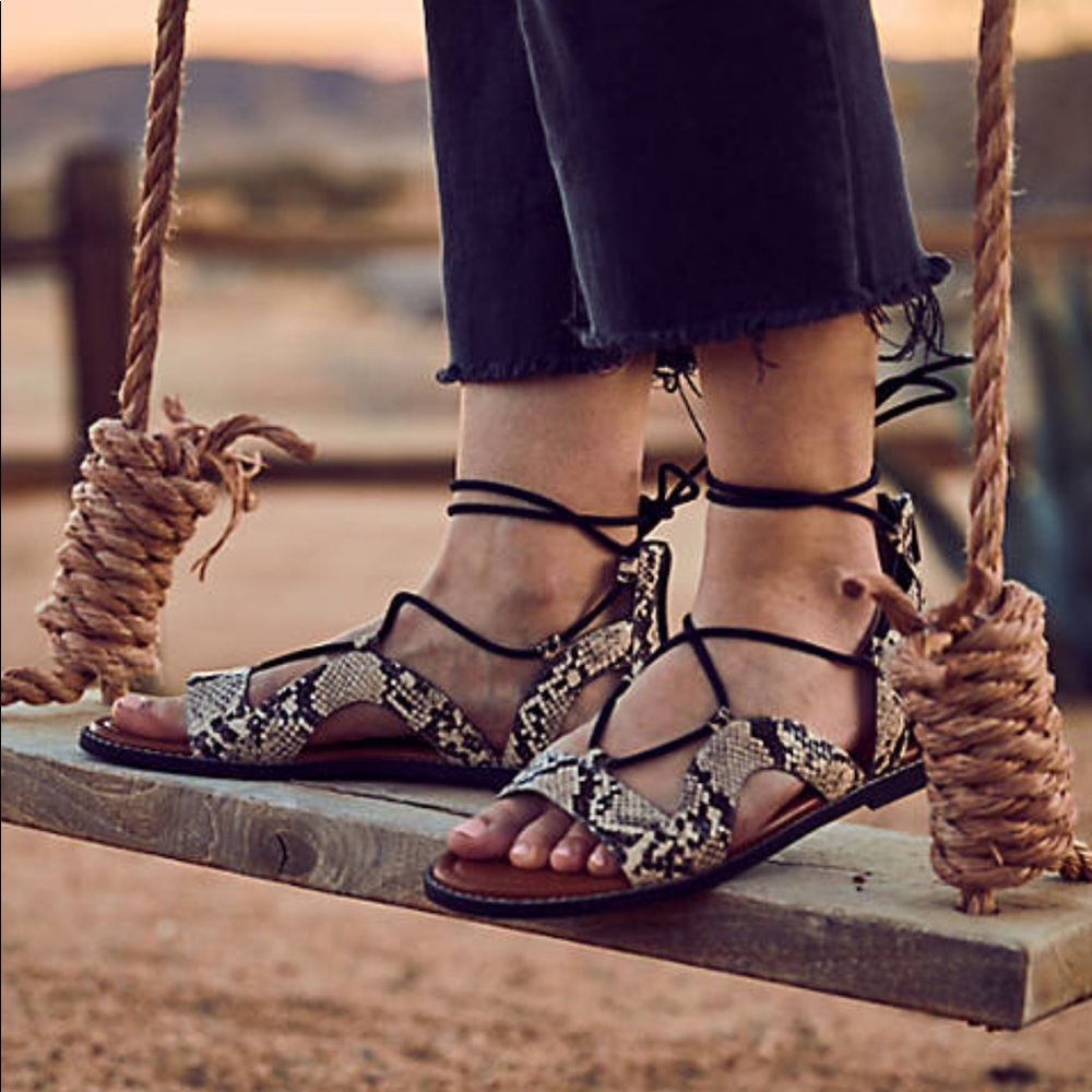 Paysley Beige/Black/Brown Snake Print Sandal